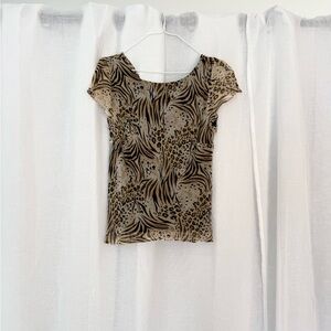 ✦ Robbie Bee 100% Silk Animal Print Top ✦